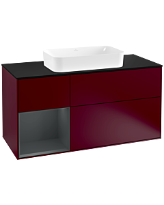 Villeroy und Boch Finion Villeroy und Boch Finion G292HGHB 120cm, cover plate black matt, Emotion, shelf left Midnight Blue Matt Lacquer , Peony Matt
