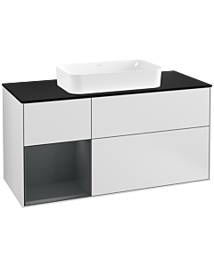Villeroy und Boch Finion Waschtischunterschrank G292HGMT 120cm, Abdeckplatte black matt, Emotion, Regal links Midnight Blue Matt Lacquer, White matt lacquer
