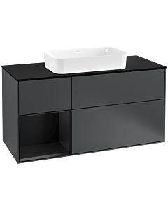 Villeroy und Boch Finion Waschtischunterschrank G292PDHG 120cm, Abdeckplatte black matt, Emotion, Regal links Black matt lacquer, Midnight Blue Matt Lacquer