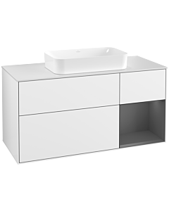 Villeroy und Boch Finion Villeroy und Boch G301GKGF 120cm, plaque de finition blanc mat, Emotion, étagère à droite Anthracite mat, Laque blanc brillant