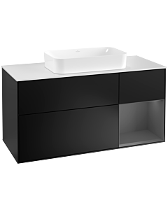 Villeroy und Boch Finion Villeroy und Boch Finion G301GKPD 120cm, cover plate white matt, Emotion, shelf on the right anthracite matt, black matt lacquer