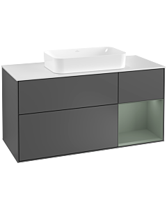 Villeroy und Boch Finion Villeroy und Boch G301GMGK 120cm, plaque de recouvrement blanc mat, émotion, étagère à droite Olive Matt Lacquer , anthracite mat