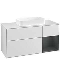 Villeroy und Boch Finion Waschtischunterschrank G301HGMT 120cm, Abdeckplatte white matt, Emotion, Regal rechts Midnight Blue Matt Lacquer, White matt lacquer