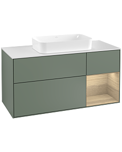 Villeroy und Boch Finion Villeroy und Boch G301PCGM 120cm, plaque de finition blanc mat, émotion, étagère à droite Oak Veneer , Olive Matt Lacquer
