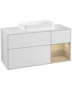 Villeroy und Boch Finion Villeroy und Boch G301PCMT 120cm, plaque de finition blanc mat, Emotion, étagère à droite Oak Veneer , laqué blanc mat