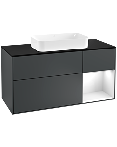 Villeroy und Boch Finion Villeroy und Boch Finion G302GFHG 120cm, cover plate black matt, Emotion, shelf on the right Glossy white lacquer, Midnight Blue Matt Lacquer