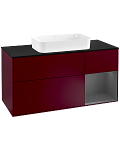 Villeroy und Boch Finion Villeroy und Boch Finion G302GKHB 120cm, cover plate black matt, Emotion, shelf on the right anthracite matt, Peony Matt