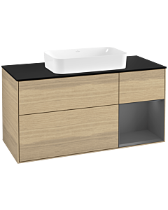 Villeroy und Boch Finion Villeroy und Boch G302GKPC 120cm, plaque de finition noir mat, Emotion, étagère à droite Anthracite mat, Oak Veneer