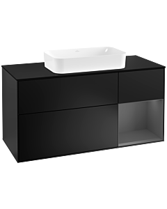 Villeroy und Boch Finion Villeroy und Boch G302GKPD 120cm, plaque de finition noir mat, Emotion, étagère à droite Anthracite mat, Laque noir mat