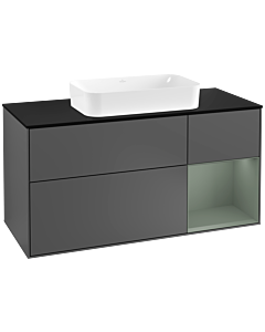 Villeroy und Boch Finion Villeroy und Boch G302GMGK 120cm, plaque de finition noir mat, émotion, étagère à droite Olive Matt Lacquer , anthracite mat