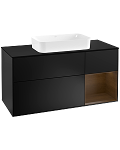 Villeroy und Boch Finion Villeroy und Boch Finion G302GNPD 120cm, cover plate black matt, Emotion, shelf on the right walnut veneer, black matt lacquer