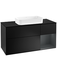 Villeroy und Boch Finion Waschtischunterschrank G302HGPD 120cm, Abdeckplatte black matt, Emotion, Regal rechts Midnight Blue Matt Lacquer, Black matt lacquer