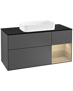 Villeroy und Boch Finion Villeroy und Boch G302PCGK 120cm, plaque de finition noir mat, émotion, étagère à droite Oak Veneer , anthracite mat
