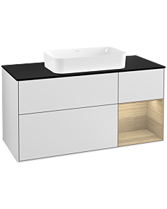 Villeroy und Boch Finion Villeroy und Boch Finion G302PCMT 120cm, cover plate black matt, Emotion, shelf right Oak Veneer , white matt lacquer