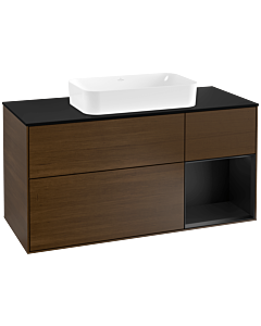Villeroy und Boch Finion Villeroy und Boch Finion G302PDGN 120cm, cover plate black matt, Emotion, shelf on the right black matt lacquer, walnut veneer