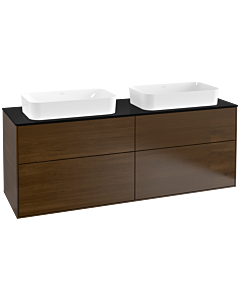 Villeroy und Boch Finion Waschtischunterschrank G31200GN 160x60,3cm, Emotion, Abdeckplatte black matt, Walnut veneer