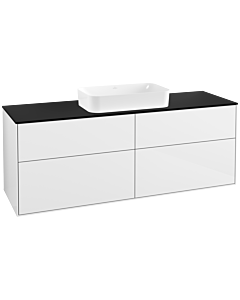 Villeroy und Boch Finion Waschtischunterschrank G32200GF 160x60,3cm, Emotion, Abdeckplatte black matt, Glossy white lacquer
