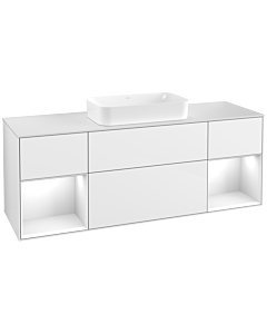 Villeroy und Boch Finion Villeroy und Boch Finion G331GFGF 160cm, cover plate white matt, Emotion, shelves Glossy white lacquer, Glossy white lacquer