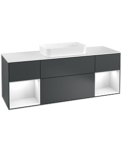 Villeroy und Boch Finion Villeroy und Boch G331GFHG 160cm, plaque de finition blanc mat, Emotion, étagères Laque blanc brillant, Midnight Blue Matt Lacquer