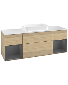 Villeroy und Boch Finion Villeroy und Boch Finion G331GKPC 160cm, cover plate white matt, Emotion, shelves anthracite matt lacquer, Oak Veneer