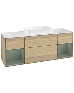 Villeroy und Boch Finion Villeroy und Boch G331GMPC 160cm, plaque de finition blanc mat, Emotion, étagères olive laqué mat, Oak Veneer