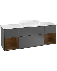 Villeroy und Boch Finion Villeroy und Boch Finion G331GNGK 160cm, cover plate white matt, Emotion, shelves walnut veneer, anthracite matt