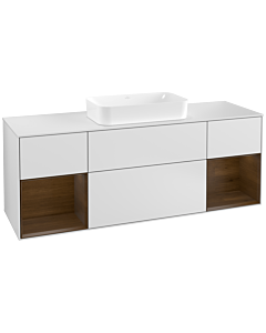 Villeroy und Boch Finion Villeroy und Boch G331GNMT 160cm, plaque de finition blanc mat, Emotion, étagères placage noyer, laqué blanc mat