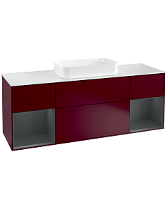 Villeroy und Boch Finion Waschtischunterschrank G331HGHB 160cm, Abdeckplatte white matt, Emotion, Regale Midnight matt lacquer, Peony Matt