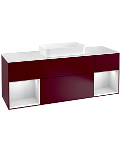 Villeroy und Boch Finion Waschtischunterschrank G331MTHB 160cm, Abdeckplatte white matt, Emotion, Regale White matt lacquer, Peony Matt