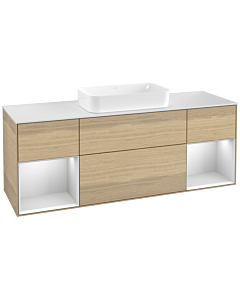 Villeroy und Boch Finion Villeroy und Boch G331MTPC 160cm, plaque de finition blanc mat, Emotion, étagères laqué blanc mat, Oak Veneer