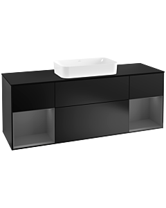 Villeroy und Boch Finion Villeroy und Boch G332GKPD 160cm, plaque de finition noir mat, Emotion, étagères Laque anthracite mate, Laque noire mate