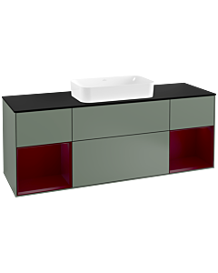 Villeroy und Boch Finion Villeroy und Boch Finion G332HBGM 160cm, cover plate black matt, Emotion, shelves Peony matt lacquer, Olive Matt Lacquer