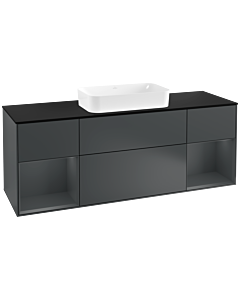 Villeroy und Boch Finion Villeroy und Boch G332HGHG 160cm, plaque de finition noir mat, Emotion, étagères Midnight mat laqué, Midnight Blue Matt Lacquer