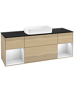 Villeroy und Boch Finion Villeroy und Boch Finion G332MTPC 160cm, cover plate black matt, Emotion, shelves white matt lacquer, Oak Veneer