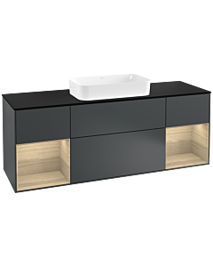 Villeroy und Boch Finion Villeroy und Boch G332PCHG 160cm, plaque de finition noir mat, Emotion, étagères Oak Veneer , Midnight Blue Matt Lacquer