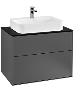Villeroy und Boch Finion Waschtischunterschrank G34200GK 80x60,3cm, Emotion, Abdeckplatte black matt, Anthracite matt