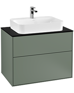 Villeroy und Boch Finion Waschtischunterschrank G34200GM 80x60,3cm, Emotion, Abdeckplatte black matt, Olive Matt Lacquer