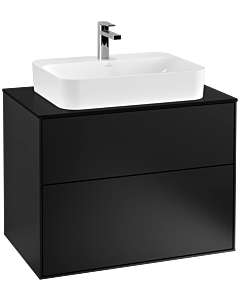 Villeroy und Boch Finion Waschtischunterschrank G34200PD 80x60,3cm, Emotion, Abdeckplatte black matt, Black matt lacquer