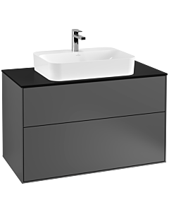 Villeroy und Boch Finion Waschtischunterschrank G35200GK 100x60,3cm, Emotion, Abdeckplatte black matt, Anthracite matt