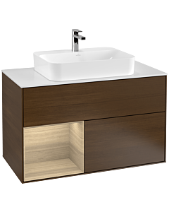 Villeroy und Boch Finion Villeroy und Boch Finion G361PCGN 100cm, cover plate white matt, Emotion, shelf left Oak Veneer , Oak Veneer veneer