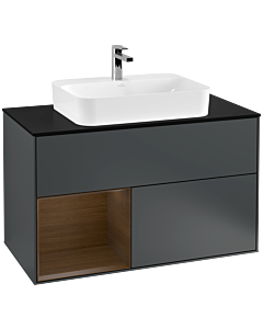Villeroy und Boch Finion Villeroy und Boch Finion G362GNHG 100cm, cover plate black matt, Emotion, shelf left Blue Matt Lacquer veneer, midnight Blue Matt Lacquer