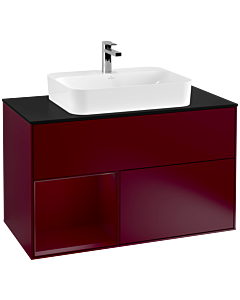 Villeroy und Boch Finion Villeroy und Boch Finion G362HBHB 100cm, cover plate black matt, Emotion, shelf left Peony , Peony Matt