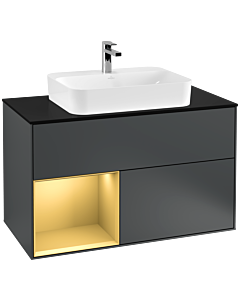 Villeroy und Boch Finion Villeroy und Boch Finion G362HFHG 100cm, cover plate black matt, Emotion, shelf left gold matt, midnight Blue Matt Lacquer