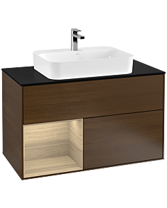 Villeroy und Boch Finion Villeroy und Boch Finion G362PCGN 100cm, cover plate black matt, Emotion, shelf left Oak Veneer , Oak Veneer veneer