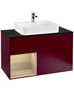 Villeroy und Boch Finion Villeroy und Boch Finion G362PCHB 100cm, cover plate black matt, Emotion, shelf left Oak Veneer , Peony Matt