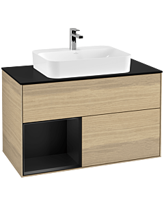 Villeroy und Boch Finion Villeroy und Boch Finion G362PDPC 100cm, cover plate black matt, Emotion, shelf left black matt lacquer, Oak Veneer