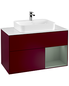 Villeroy und Boch Finion Villeroy und Boch G371GMHB 100cm, plaque de finition blanc mat, émotion, étagère à droite Olive Matt Lacquer , Peony Matt