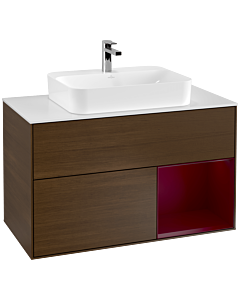 Villeroy und Boch Finion Villeroy und Boch Finion G371HBGN 100cm, cover plate white matt, Emotion, shelf on the right Peony , Peony veneer