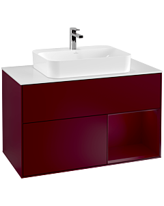 Villeroy und Boch Finion Villeroy und Boch Finion G371HBHB 100cm, cover plate white matt, Emotion, shelf on the right Peony , Peony Matt