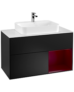 Villeroy und Boch Finion Villeroy und Boch Finion G371HBPD 100cm, cover plate white matt, Emotion, shelf right Peony , black matt lacquer